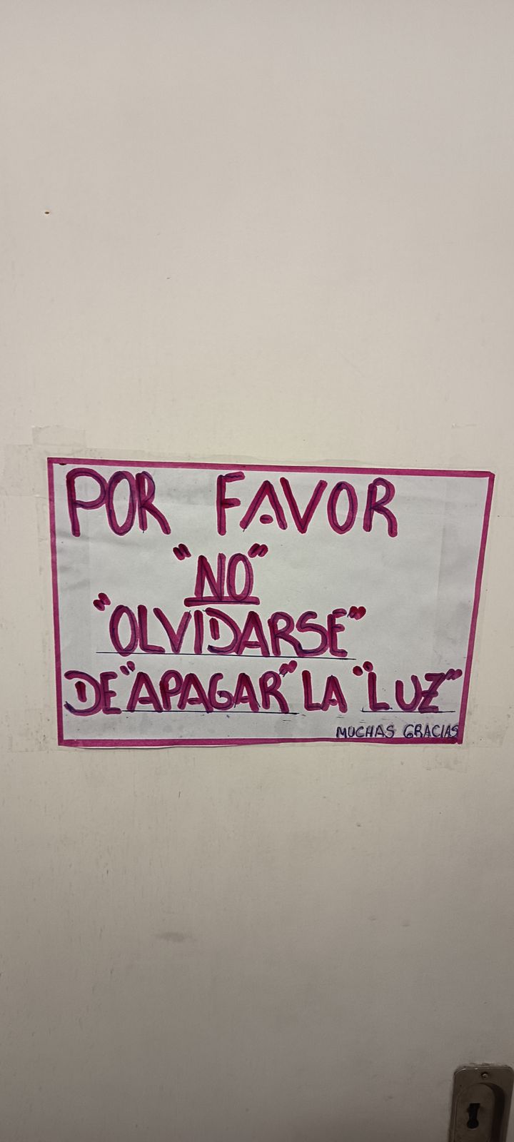 No olvidarse apagar luz